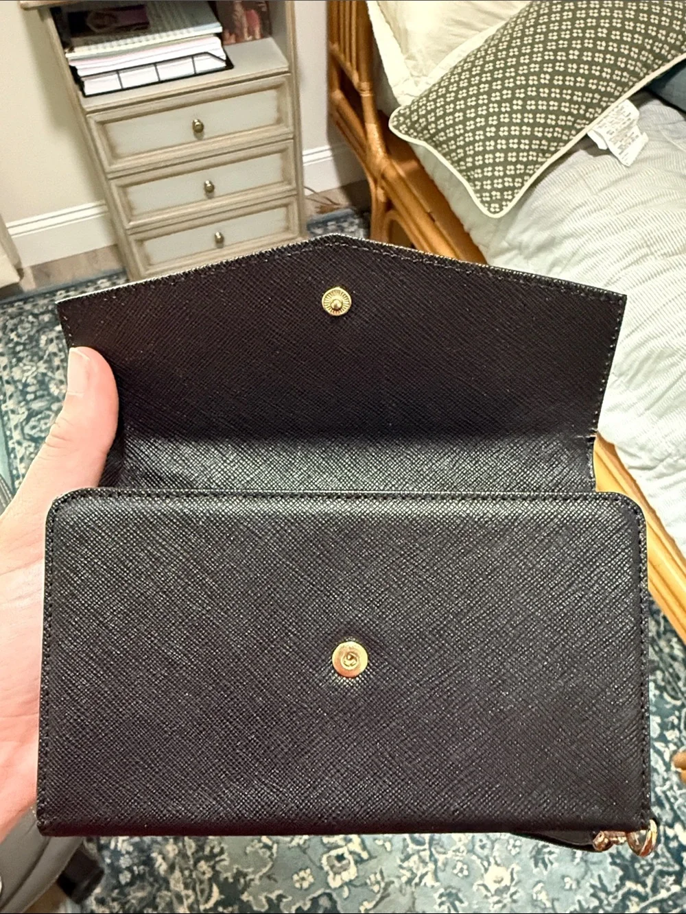 kate spade Black Wristlet Card & Key Holder with Gold Plaque